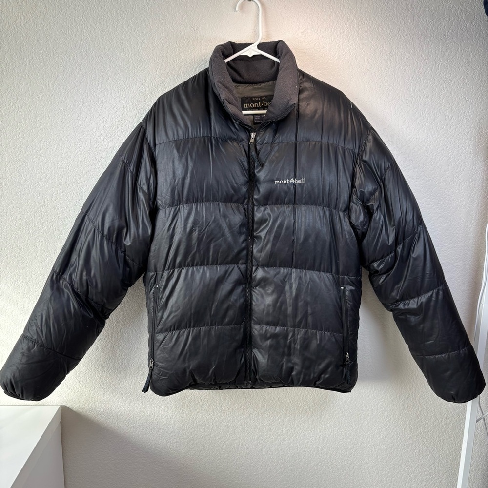 Montbell Puffer Jacket Black Goose Down Insulated Full Zip Coat 2301203 - M
